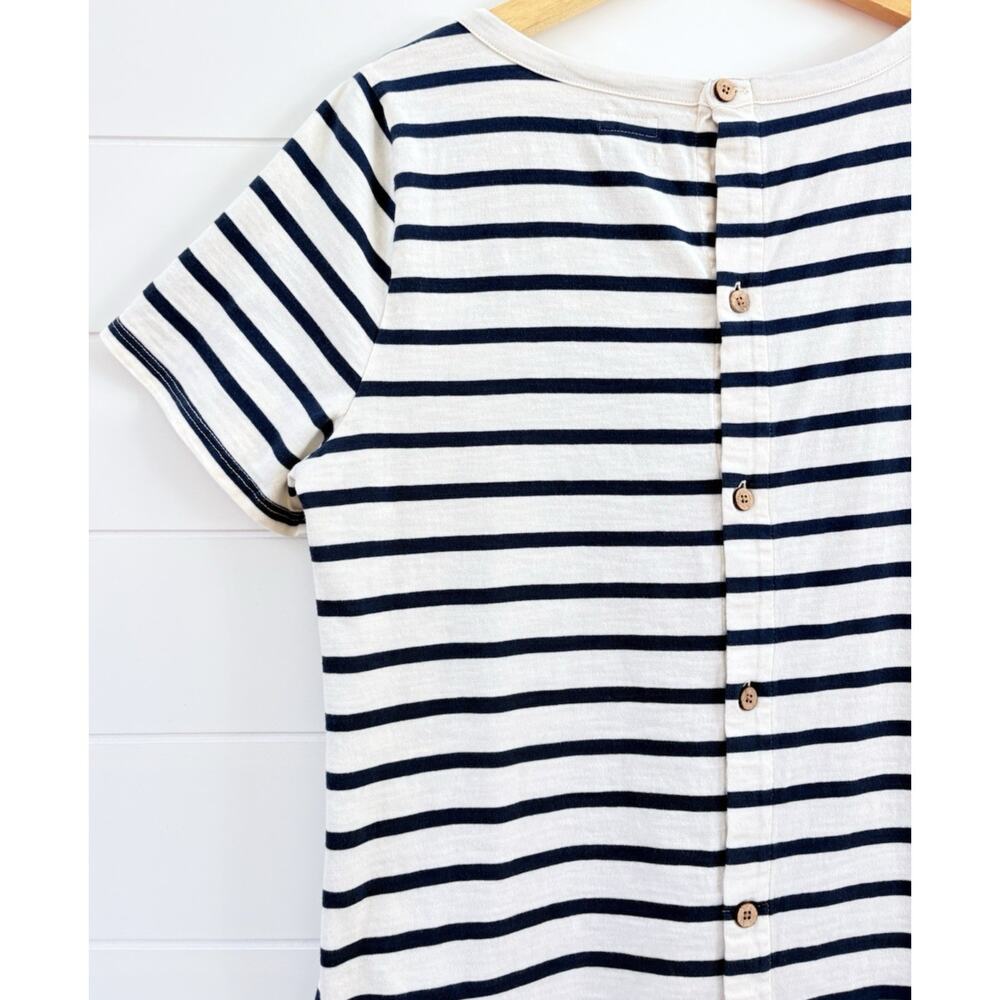 Faherty Merritt T-Shirt Dress Amagansett Stripe Organic Cotton Button Back L - Picture 9 of 16